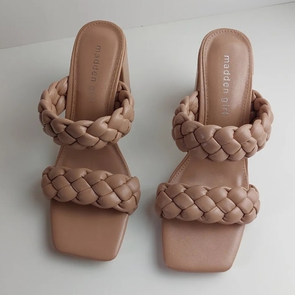 Madden girl womens heels open toe Sandals mule brawn size 6.5M - Picture 1 of 6